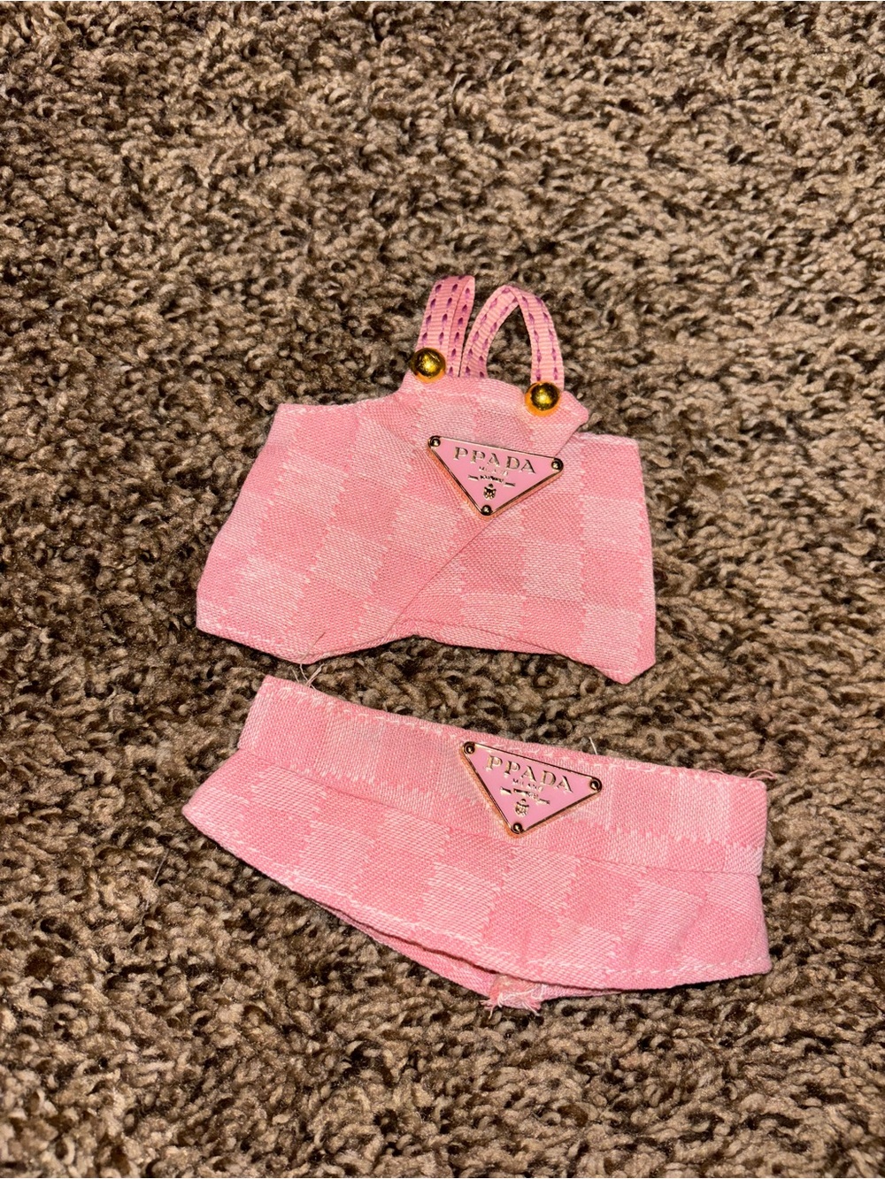 Prada Pink Check Kids Two-Piece Accessory Set